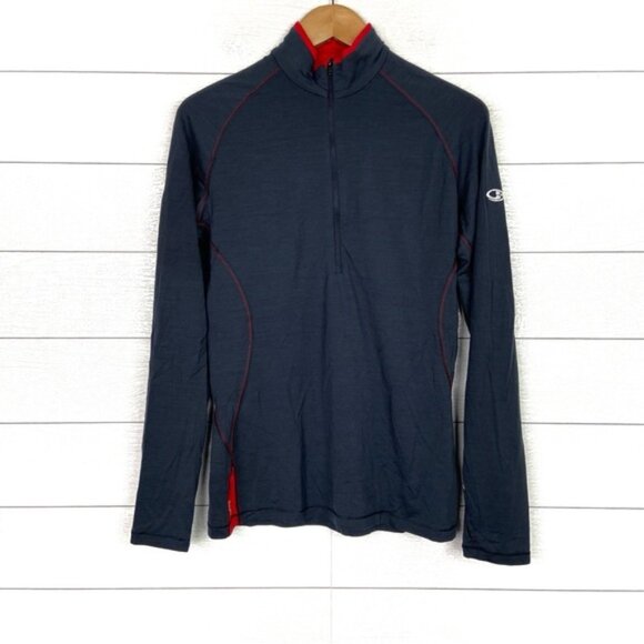 Icebreaker GT 200 Technical Base Layer Gray Charcoal Gray Red Mens Outdoor Large - Picture 1 of 3